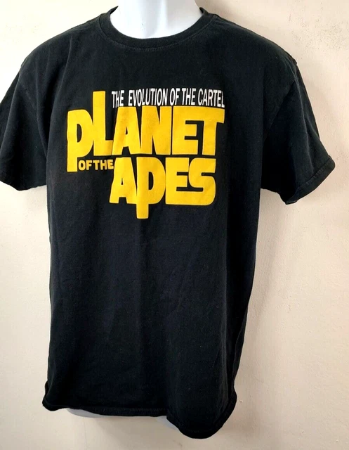 The Evolution of the Cartel Planet of The Apes  (Gilden) Lg Unisex Black T Shirt