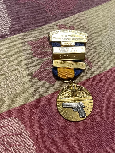Vintage 1970 MYOPIA  Pistol & Rifle Club Center Fire NATIONAL COURSE Medal 1st
