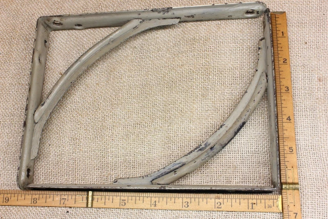 2 Old Shelf Supports Brackets 6 X 8” Rustic Industrial Vintage Gray Paint 4