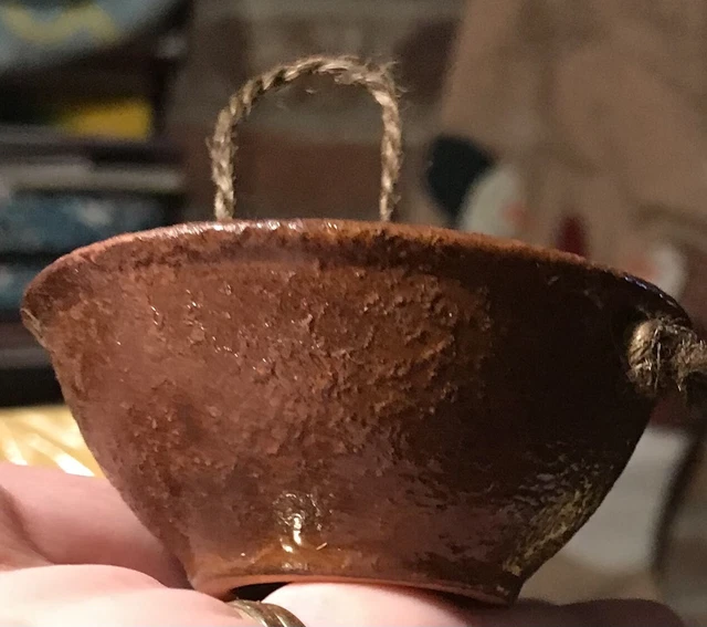 RARE Tiny Brown Stoneware Bowl Ornament RAGON HOUSE 2.5” X 1” RARE Tiny Brown Stoneware Bowl Ornament RAGON HOUSE 2.5” X 1”