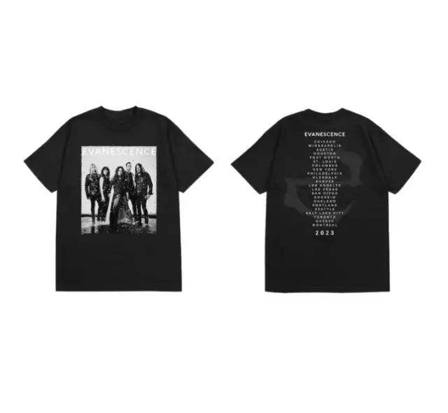 Evanescence Band Photo 2023 Tour Music T-Shirt Gift For Fans Black S-3XL All Siz