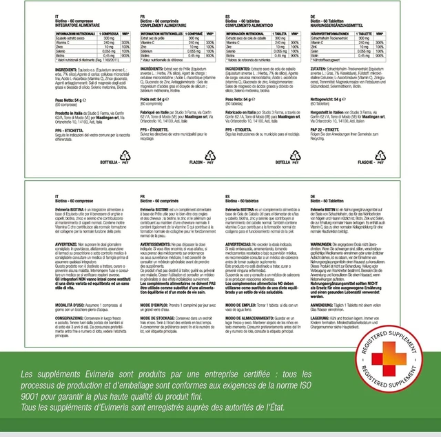 EVIMERIA BIOTIN + Selenium + Zinc Food Supplement for Healthy Skin