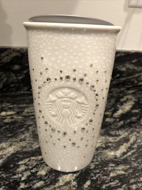 Starbucks  Swarovski Ceramic Tumbler - White - 12oz RARE HTF  2016