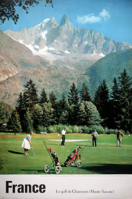 Affiche originale. Le golf de Chamonix 1962 Tirage héliogravure. format 40x60 cm