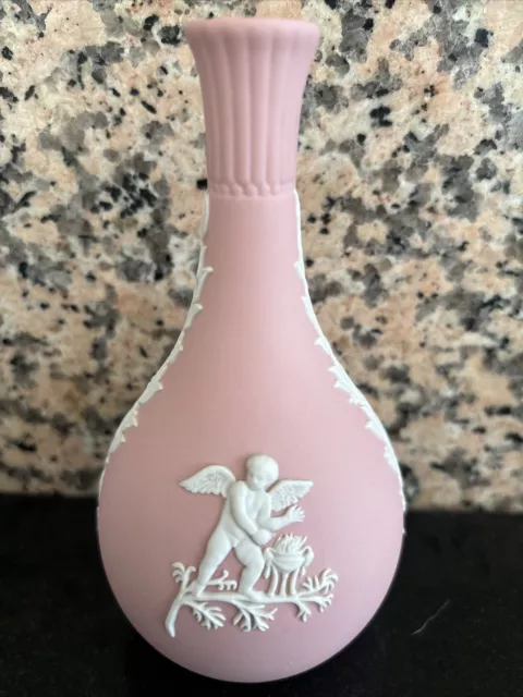 Rare Vintage Wedgwood Pink Bud Vase Excellent Condition 14.5cm High