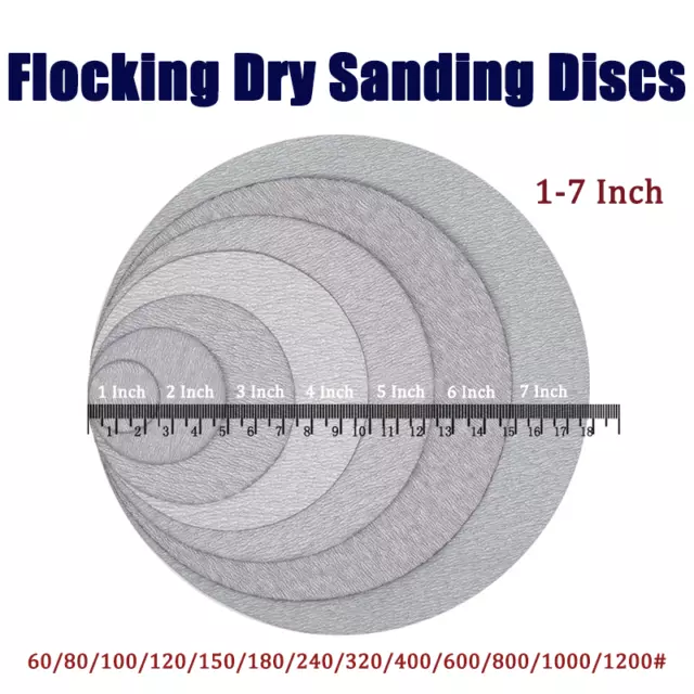 1-7"Inch Flocking Dry Sanding Discs Hook and Loop Sandpaper Pads White Sand