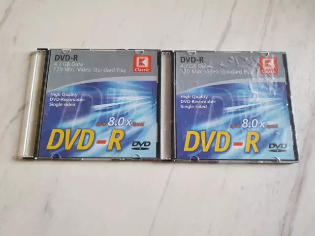 DVD-R 4.7 GB 120min Up to 8.0 x Speed Rohlinge 2x Neu