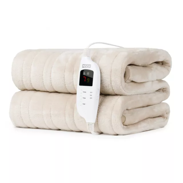 Electric Heated Throw Over Under Blanket Fleece Washable Polyester Warm Mattress