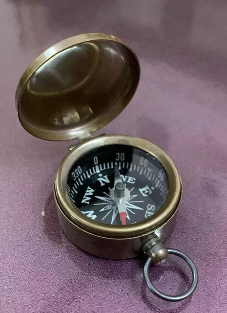 BOUSSOLE NAUTIQUE DE poche en laiton, boussole ouverte, Vintage maritime, 2... EUR 21,91 - FR