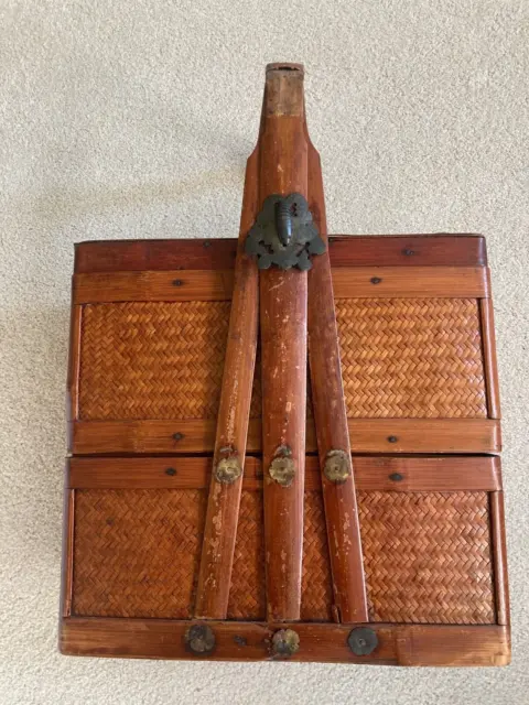 Antique Woven Bamboo Chinese Wedding Basket