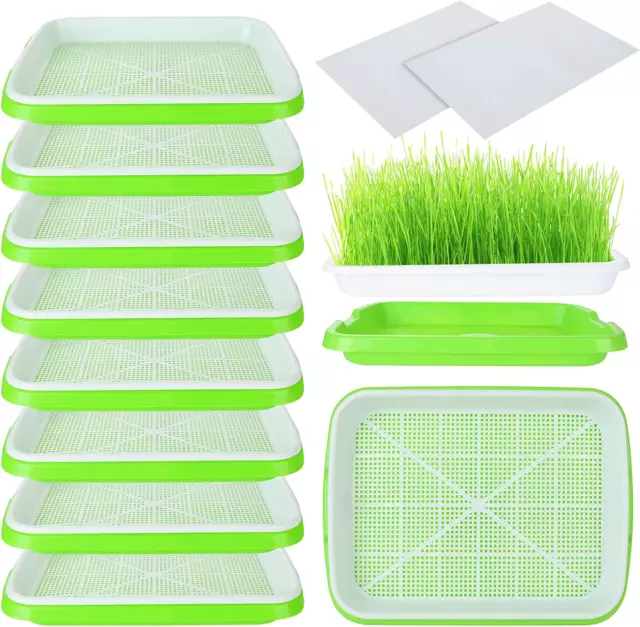 10 Packs Seed Sprouter Trays 13.4 X 10 Inches Microgreens Growing Trays, Plasti