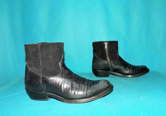 bottines santiag ASH made Mexico hand made en cuir noir vieilli pointure 37 EUR