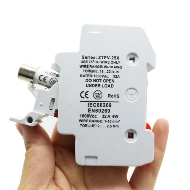 Pv-Sicherung Solaire 1-10A-Sicherung 32A-Sicherungshalter DC1000V Dc-Strings