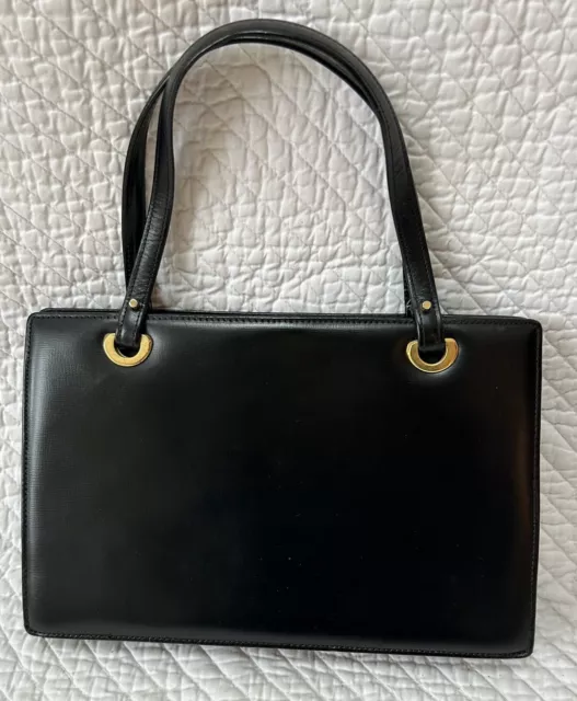 VINTAGE 50S SAKS FIFTH AVE Leather Top Handle Handbag Satchel Bag ...