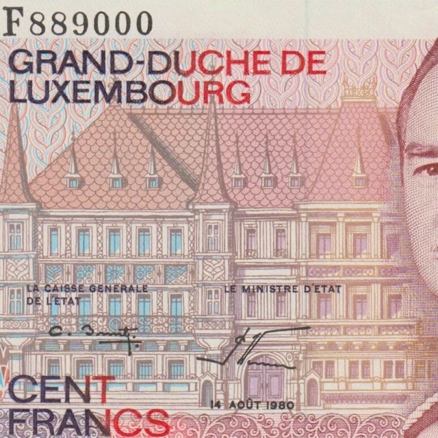 🇱🇺 Luxembourg 100 Francs. 1980. P.57a. SN# “F889000". Crisp Choice UNC