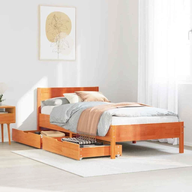 BED FRAME WITHOUT Mattress Wax Brown 90x200 cm Solid Wood Pine £363.14