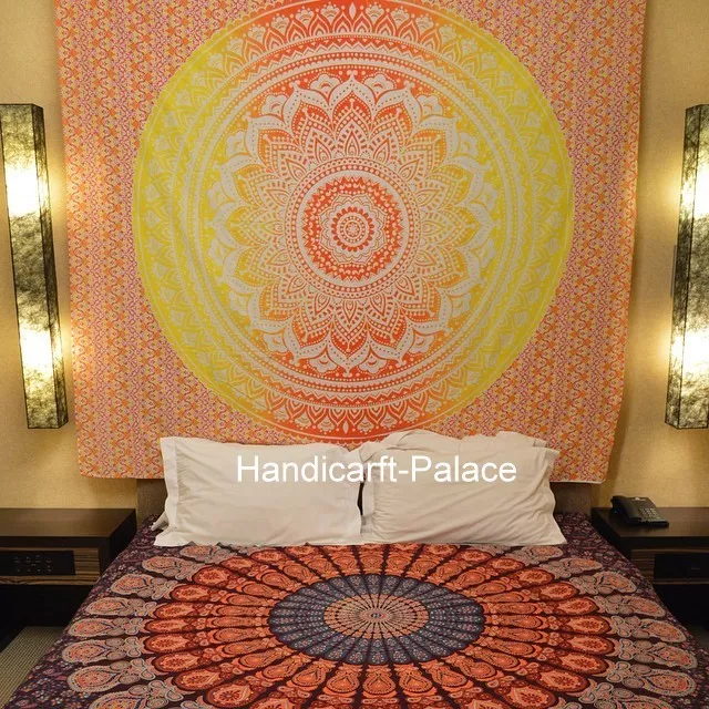 Mandala Tapestry Hippie Wall Hanging Twin Boho Bedspread Indian Ombre Dorm Decor