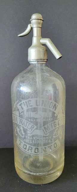 Union Soda Water Mfg, Seltzer Bottle, Toronto, Ontario, Soda Pop Bottle Syphon