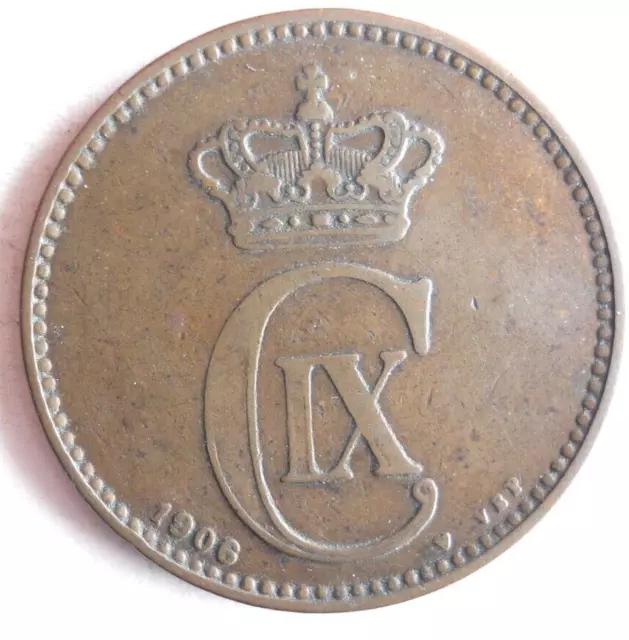 1906 Danemark 5 Ore - Excellent Pièce de Monnaie Danemark Poubelle #F