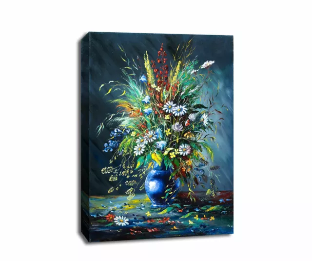 Pot Flowers Stretched Giclee Canvas Print Framed Wall Art Home Decor Painting