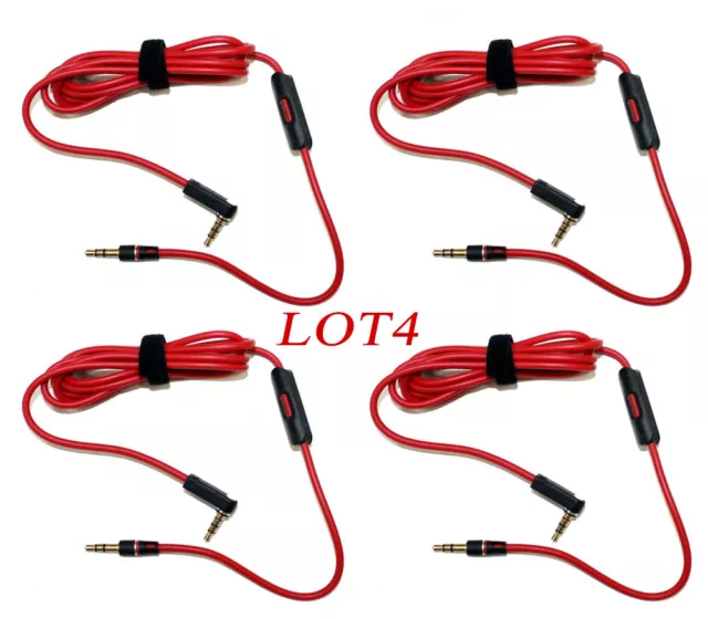 LOT 4 3.5mm Audio Cable/ L Cord/ for Beats by Dr Dre Headphones Aux Replacement