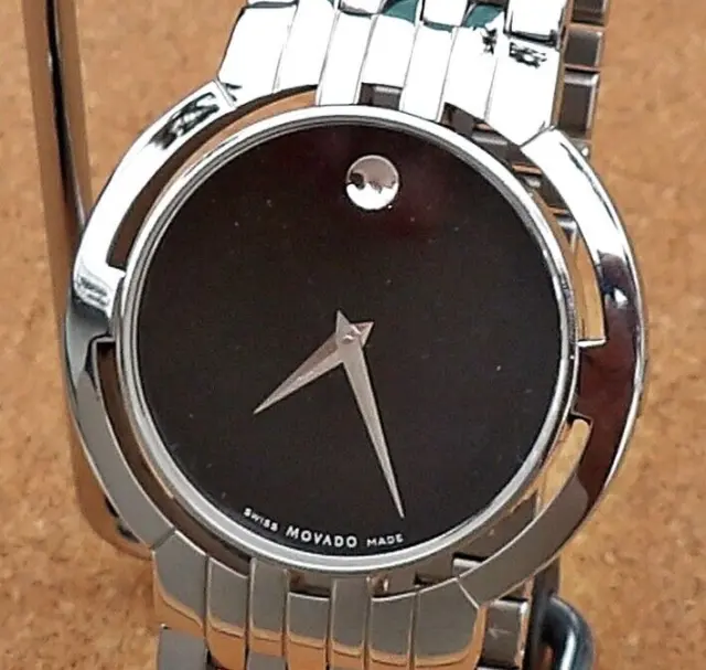 Authentic Movado Men's Swiss Esperanza Stainless  Steel Black Dial Watch 0605752