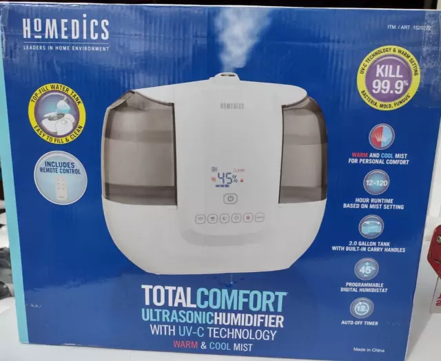 TESTED* HoMedics TotalComfort Ultrasonic Humidifier UV-C Tech. Warm Cool Mist