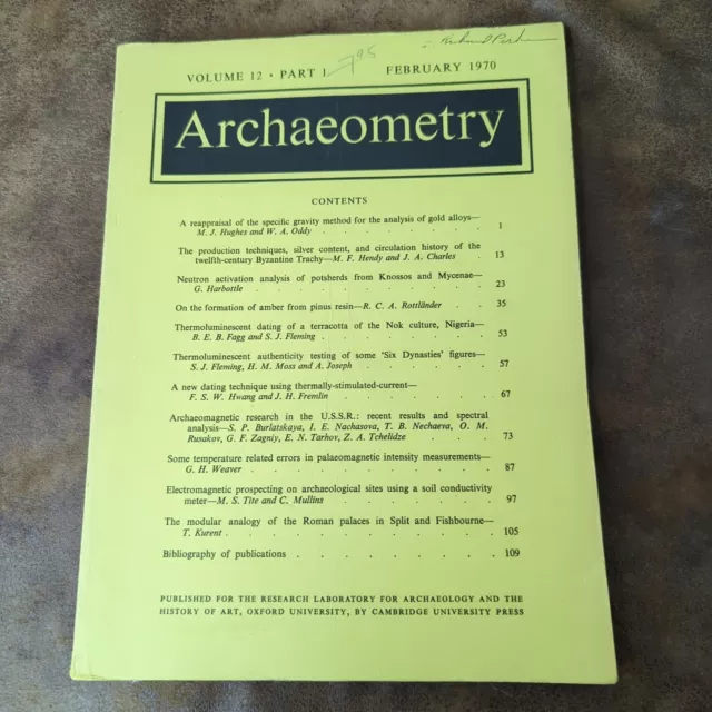 ARCHAEOMETRY　Feb　History　JOURNAL　12　VOL　£26.20　PicClick　Part　1970　Archaeology　Art　UK