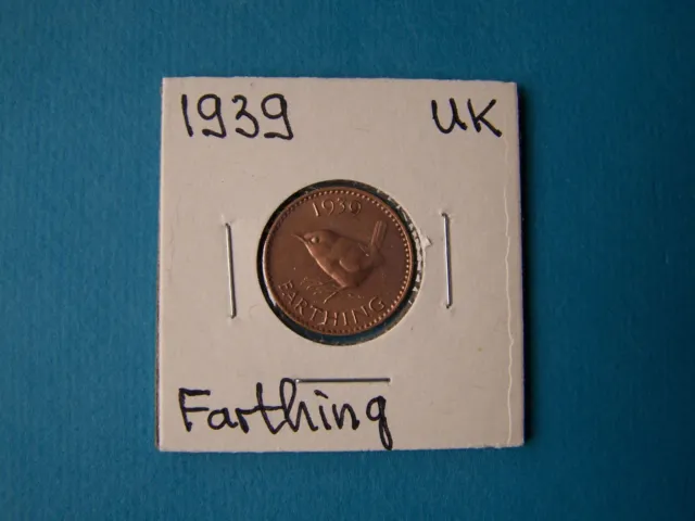 Great Britain Coins 1939 Year One Farthing Nice Copper Coin.
