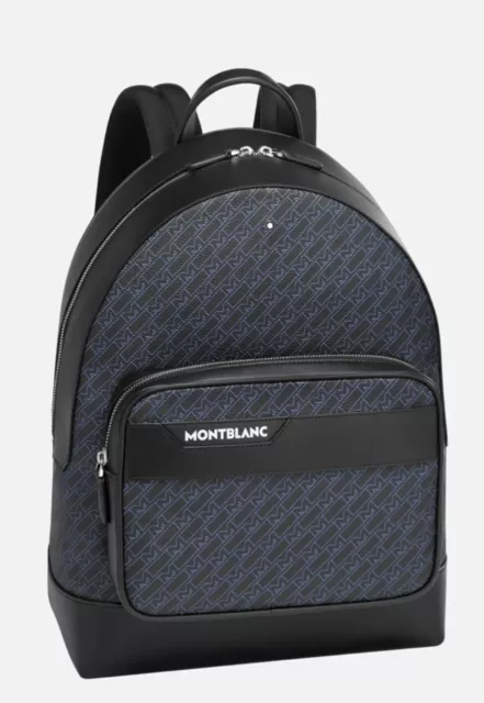 Montblanc M Gram 4810 Leather Backpack Black Blue 127411 - Brand New