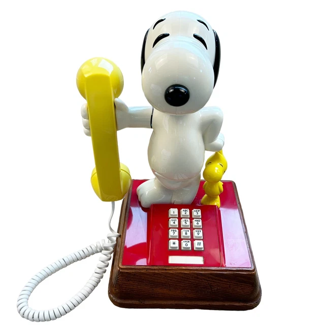 Snoopy & Woodstock Peanuts Combo Push Button Landline Phone 1976 Vintage Works