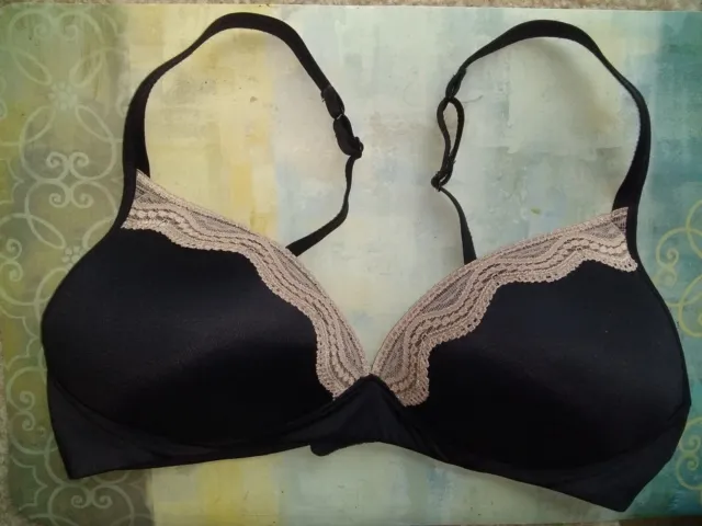 Warners RO1981A Elements Of Bliss Lift with Lace Bra Wire Free Womens 36B  Black