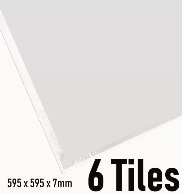 Suspended Vinyl Ceiling Tiles 600x600 Plain White EasyClean Wipeable 595mm 595mm