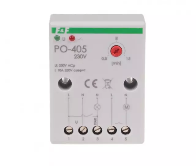 F&F PO-405 Zeitrelais 230V AC 10A 1xNO IP20 Aufrechterhalten der Stromversorgung