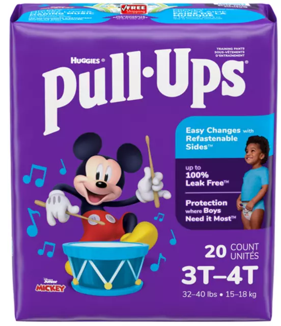 Huggies Pull Ups Boys Training Pants Mickey Junior Size 3T-4T, 32-40 Lbs - 20 Ct