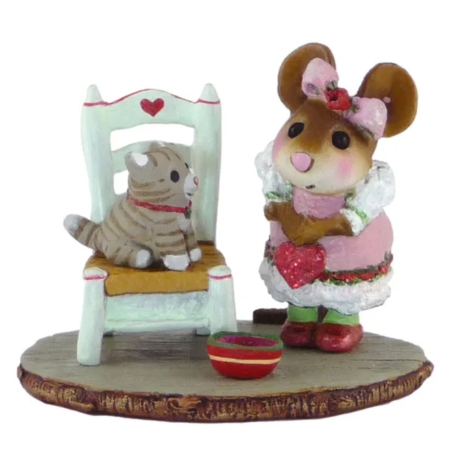 Wee Forest Folk MY VALENTINE KITTY, WFF# M-431, Valentine Mouse with Cat