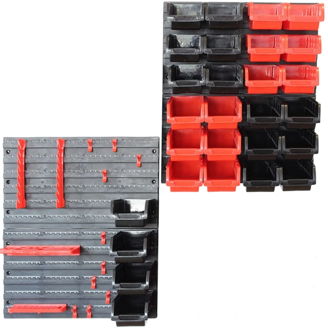 Caja apilable estante de pared universal estante de tornillos estante de taller pared de herramientas 45 piezas