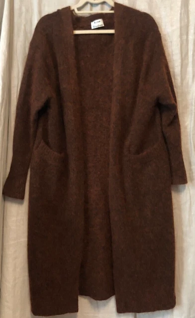 Acne Studios Womens Cardigan Brown/Copper  Raya Long Mohair Wool Open Small S