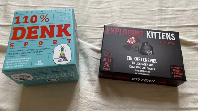 Erwachsenen Kartenspiele: Exploding Kittens & 100% Denksport