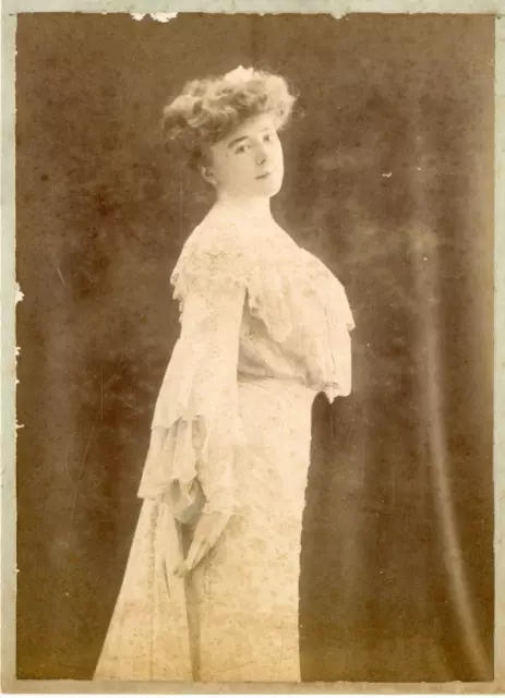 Fashion, Women in Lace Dress, ca.1895, Vintage Albumen Print Vintage Albumen
