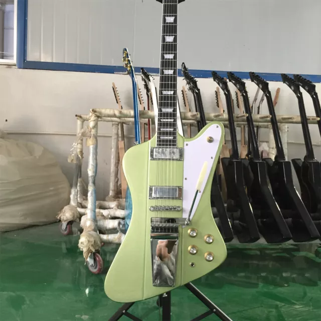 Factory Green Metallic Silver ElectricGuitar HH Pickups Chrome Hardware 6Strings