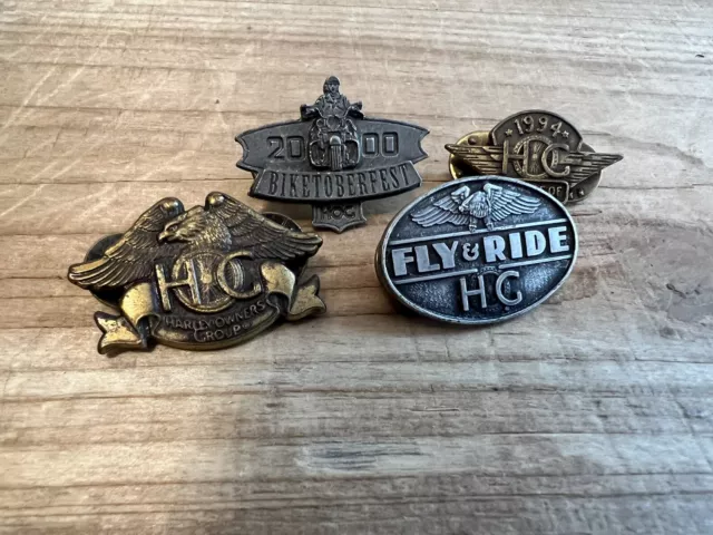 VINTAGE LOT Of 4 HARLEY DAVIDSON BIKER HAT LAPEL/JACKET PINS VINTAGE LOT Of 4 HARLEY DAVIDSON BIKER HAT LAPEL/JACKET PINS