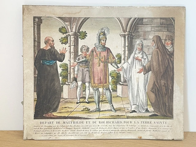 Ancienne Gravure Départ de Mathilde et du roi richard - Bégat Paris XIXe