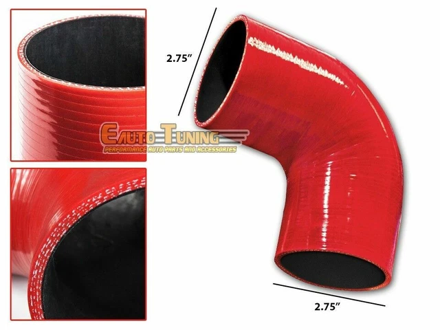 Coupleur Tuyau Silicone 90° - 51mm Et 76mm Diamètre Intérieur - Pour Intercooler, Radiateur, Admission - Rouge