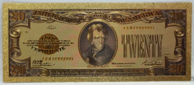 1928 $20 Gold Certificate Novelty 24K Gold Foil Plated US Note Bill 6" - GFN24