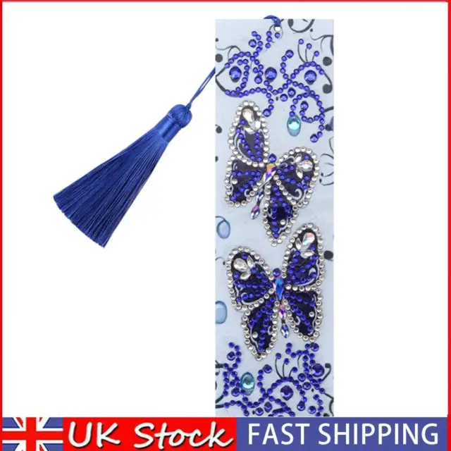 DIY Butterfly Special Shaped Diamond Painting Leather Bookmark w/Tassel Crafts U