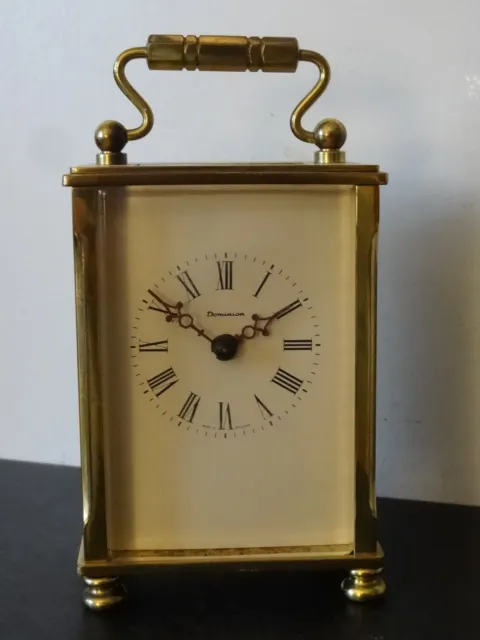 Vintage Dominion 8 Day Carriage Clock I. Feld England In Working Order With Key