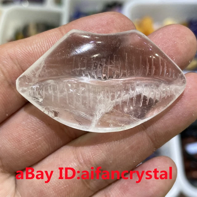 1PC Natural White crystal red lips Carved red lips Reiki quartz crystal Healing