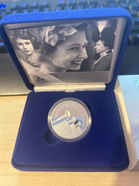 UK 2006 QUEEN ELIZABETH II 80th BIRTHDAY SILVER PROOF £5 FIVE POUND COIN 14196/7