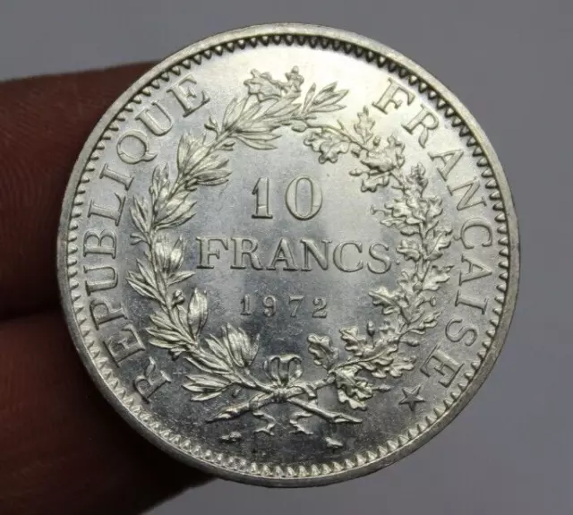 France - Francia - Monnaie Argent (900%) de 10 Francs Hercule de 1972 SPL / AU